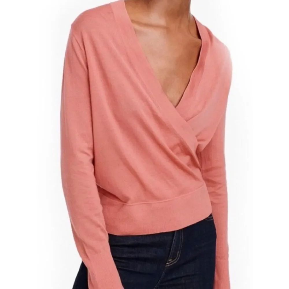 J. Crew Women's Wrap V-Neck Sweater - dusty Rose size medium
